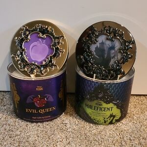 MALEFICENT & EVIL QUEEN 3 Wick Candle Disney Villains + Bath And Body Works
